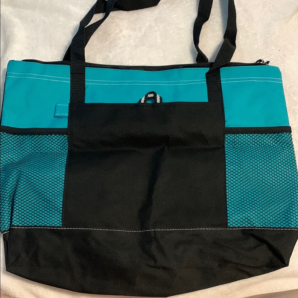 Gemline Stylish Teal and Black Tote Bag